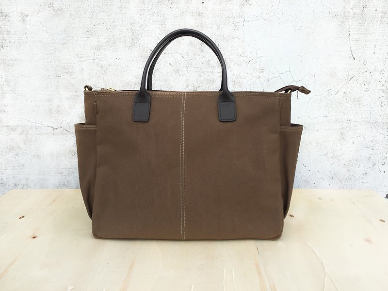 Stiff handmade canvas storage bags (handbag, shoulder bag) - กระเป๋าถือ - ผ้าฝ้าย/ผ้าลินิน หลากหลายสี