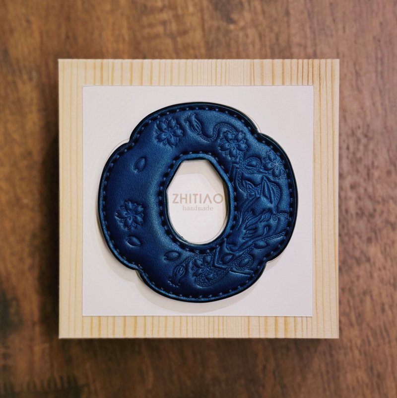 原創手工製作牛皮劍道木刀鐔 御先稻荷 藍色 木刀鍔 Tsuba - 運動配件 - 真皮 藍色