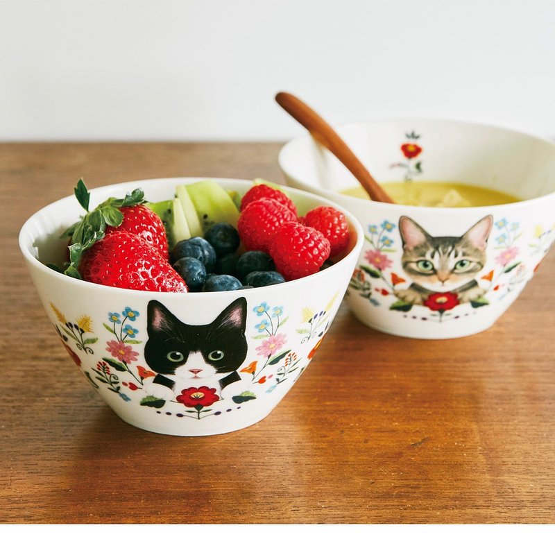 【Cat Department】Flower and Kitten Series Light Food Porcelain Bowls - Bowls - Pottery 