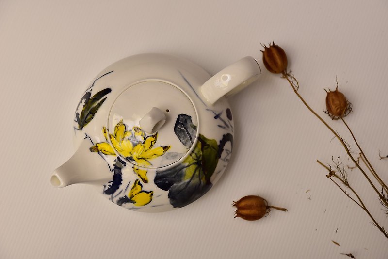 雅樂 手繪鴻運壺 - 茶壺/茶杯/茶具 - 瓷 白色