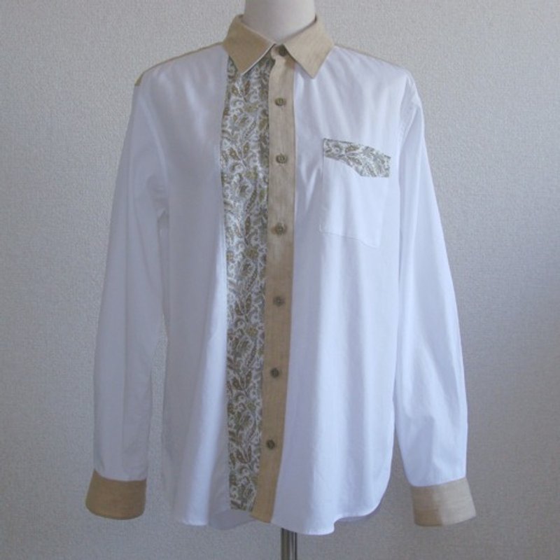 Artist Design Shirt 022 A unique shirt, one of a kind - Men's Shirts - Cotton & Hemp White