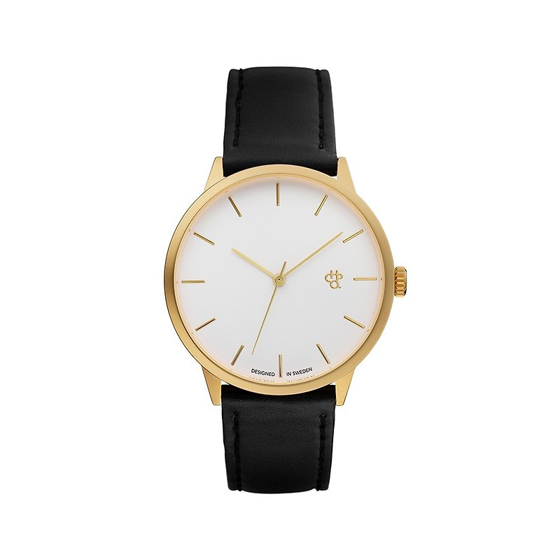 Khorshid Series-Gold Gold White Dial Black Leather Watch - Men's & Unisex Watches - Other Materials Gold