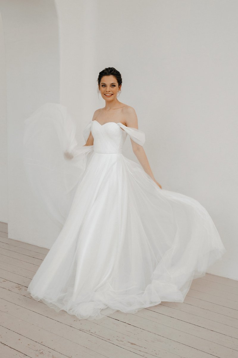 Off shoulder tulle wedding dress, sweetheart wedding dress | Mystique - Evening Dresses & Gowns - Other Materials 