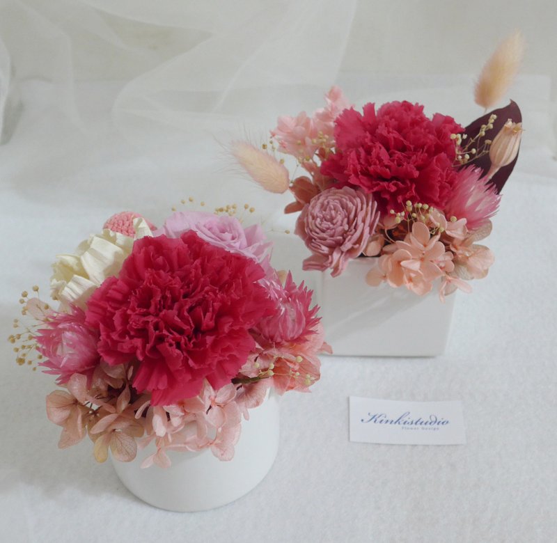 永生康乃馨盆花 結婚捧花永生乾燥花畢業花束康乃馨生日禮物七夕 - 乾燥花/永生花 - 植物．花 粉紅色