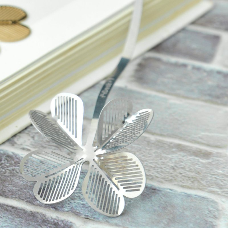 Desk+1 Bending Metal Series - Lucky Leaf - Bookmarks - Stainless Steel Silver