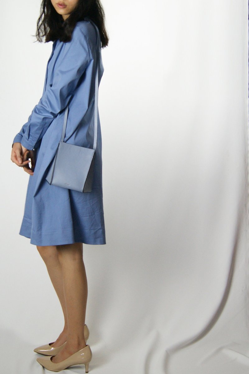 Mini-Dash Crossbody Bag in GreyBlue - 側背包/斜背包 - 真皮 藍色