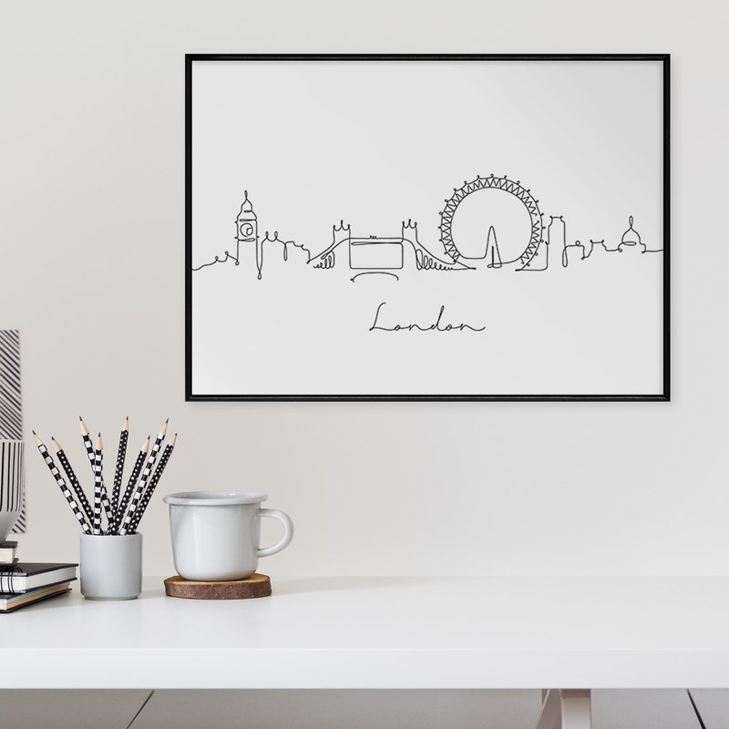 Skyline • London - Wall Art,Home Decor, Commercial space design, City Prints - โปสเตอร์ - ผ้าฝ้าย/ผ้าลินิน หลากหลายสี