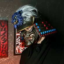 黒鬼ハーフマスク 着用可能なサムライメンポマスク：日本の