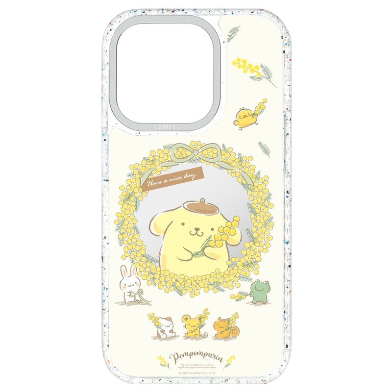 Mirror Garden Pudding Dog Collaboration Magnetic Version Translucent Frame iPhone 15 14 13 Pro Max - เคส/ซองมือถือ - วัสดุอีโค สีเงิน