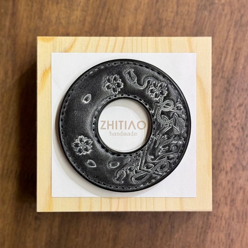 原創手工製作牛皮劍道刀鐔 御先稻荷 霧蠟黑 劍鍔 Tsuba - 運動配件 - 真皮 黑色