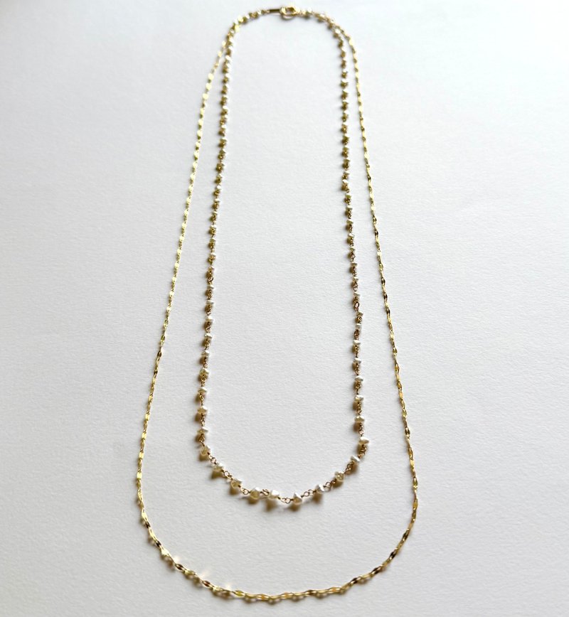 K14 yellow gold  Akoya pearl necklace - 項鍊 - 寶石 金色
