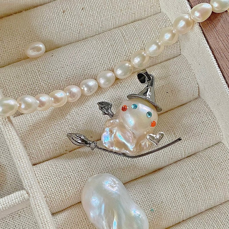 【Amelia Jewelry】海洋精靈 ‧ 天然巴洛克珍珠吊墜 - 項鍊 - 珍珠 白色