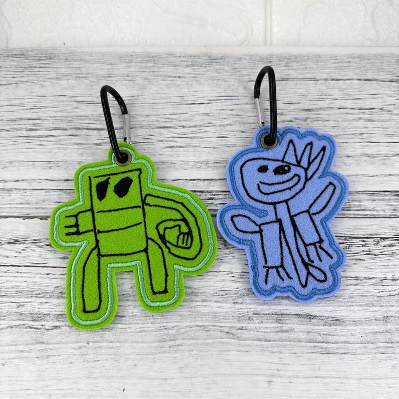 M66-Customized embroidered graffiti tag turns children's random drawings into unique pendants - Luggage Tags - Cotton & Hemp 