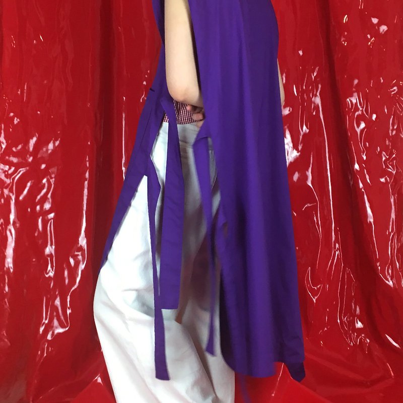 P.YELLOW | 夏季紫色無袖側系帶創意襯衣 - 女襯衫 - 棉．麻 紫色