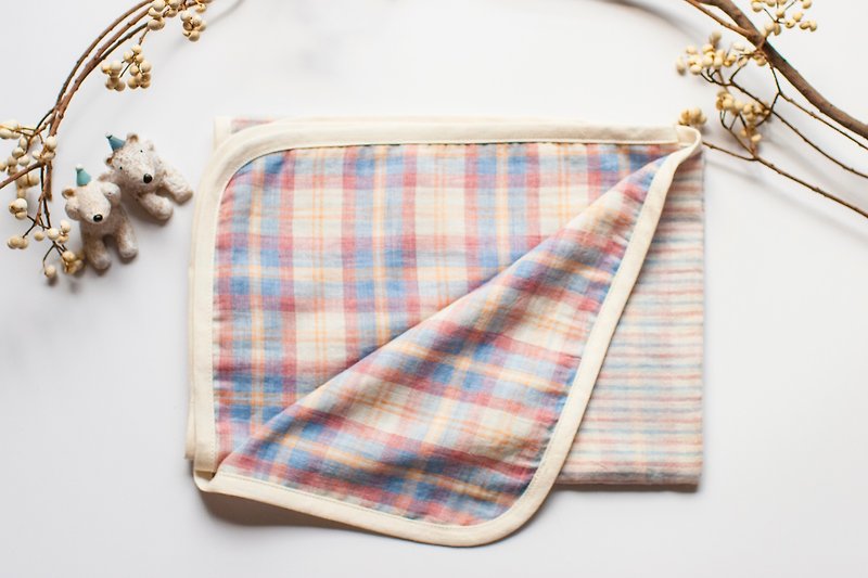 my little star Dorothy's rainbow organic cotton double yarn hand-made quilt - Bibs - Cotton & Hemp Pink