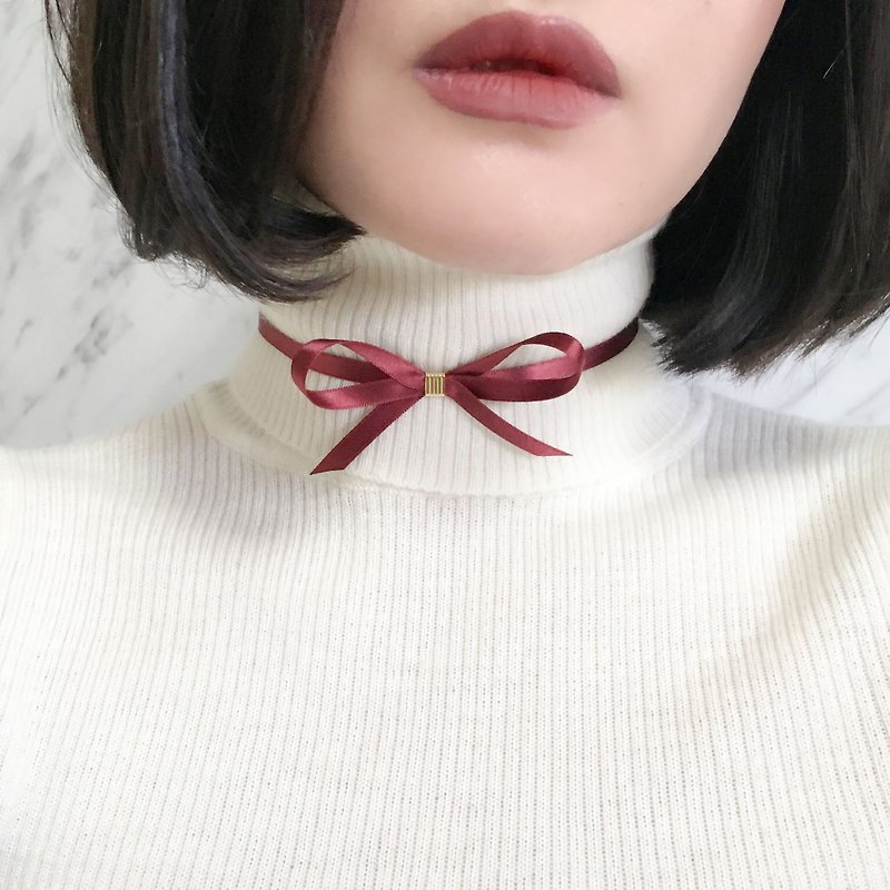 Red / Would you like it wrapped? / Ribbon choker SV175RE - Chokers - Polyester Red