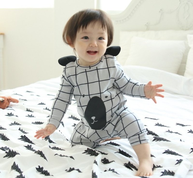 [Korea] Mi Star MiniDressing- plaid cotton jumpsuit Bear ears - mild Fenju S No. - อื่นๆ - ผ้าฝ้าย/ผ้าลินิน 