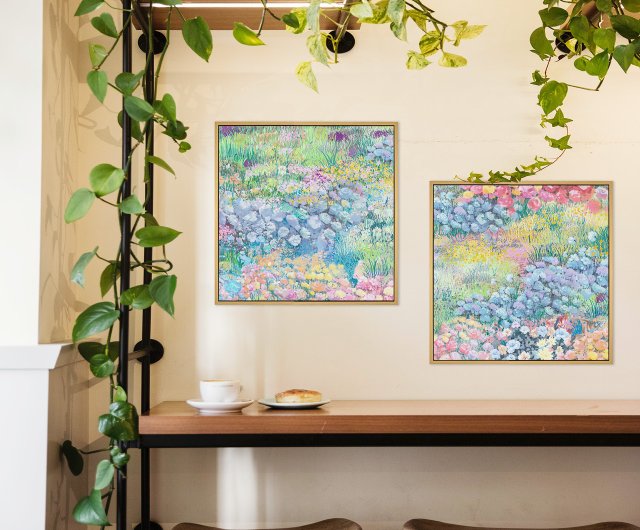 フレグラントワンダーランド I - 油絵スタイルの春の花の装飾吊り下げ絵画/寝室の装飾吊り下げ絵画/サイドキャビネットの装飾