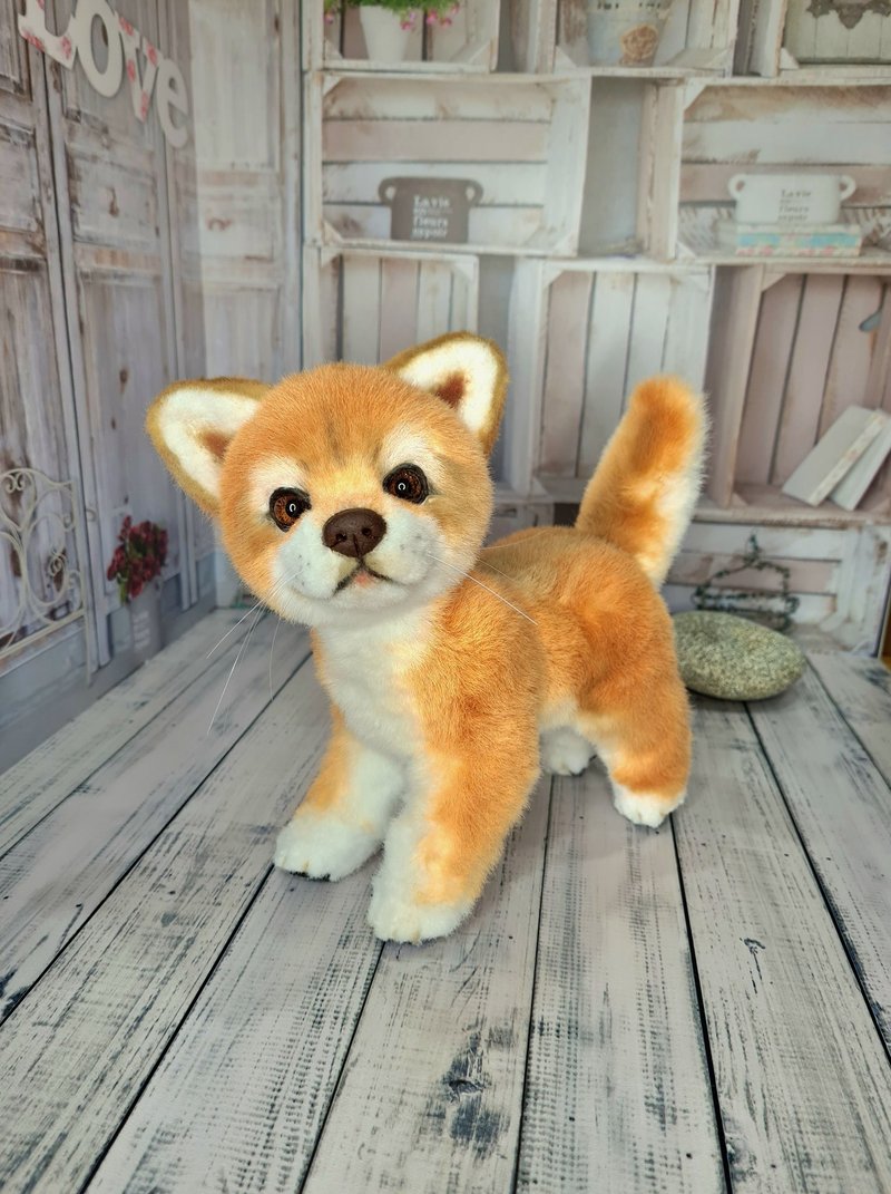 Realistic dog akita inu. Cute plush dog. Interior toy dog. - Stuffed Dolls & Figurines - Other Materials Orange