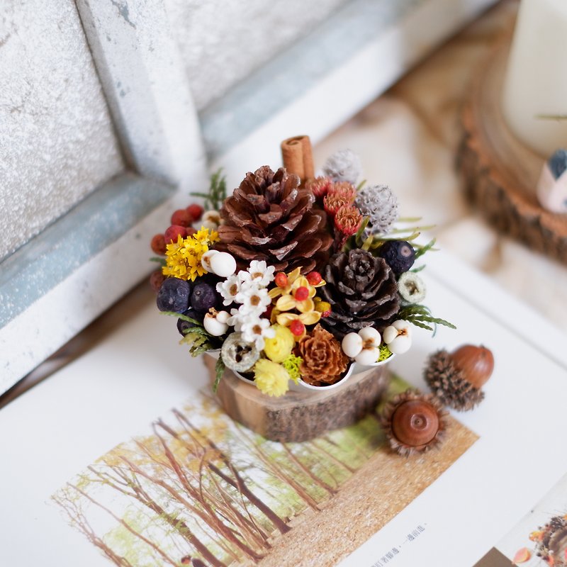 To be continued | Autumn picked fruit sweet tower of dried flowers small potted flowers wedding gifts gifts home furnishings photographic props office healing small Christmas gift exchange spot - ของวางตกแต่ง - พืช/ดอกไม้ หลากหลายสี