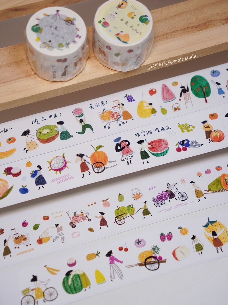 Fruits and figurines and paper cut film tape 6m roll - Washi Tape - Paper 