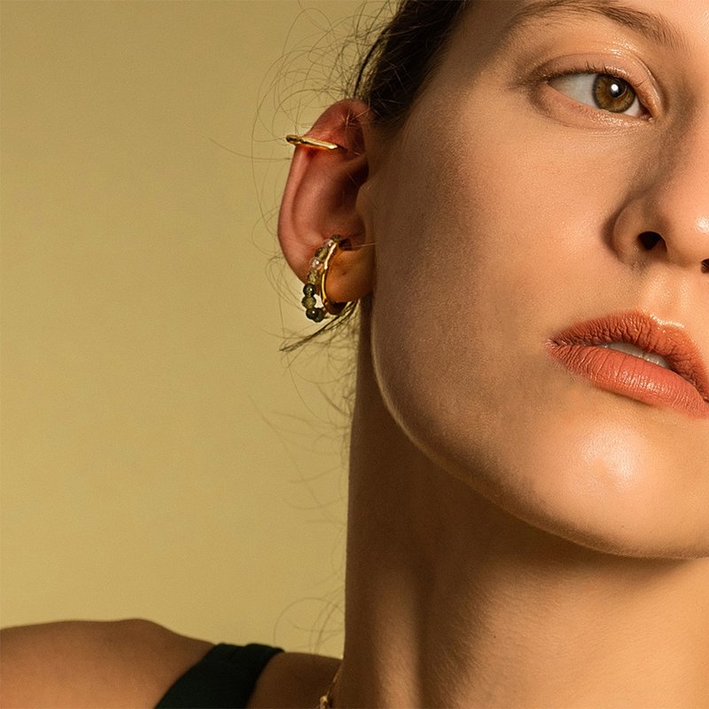 DATE. 18/08/21. Bubble Nebula - Beading Hoop Ear Cuff-14K Gold Plated - Earrings & Clip-ons - Copper & Brass Gold