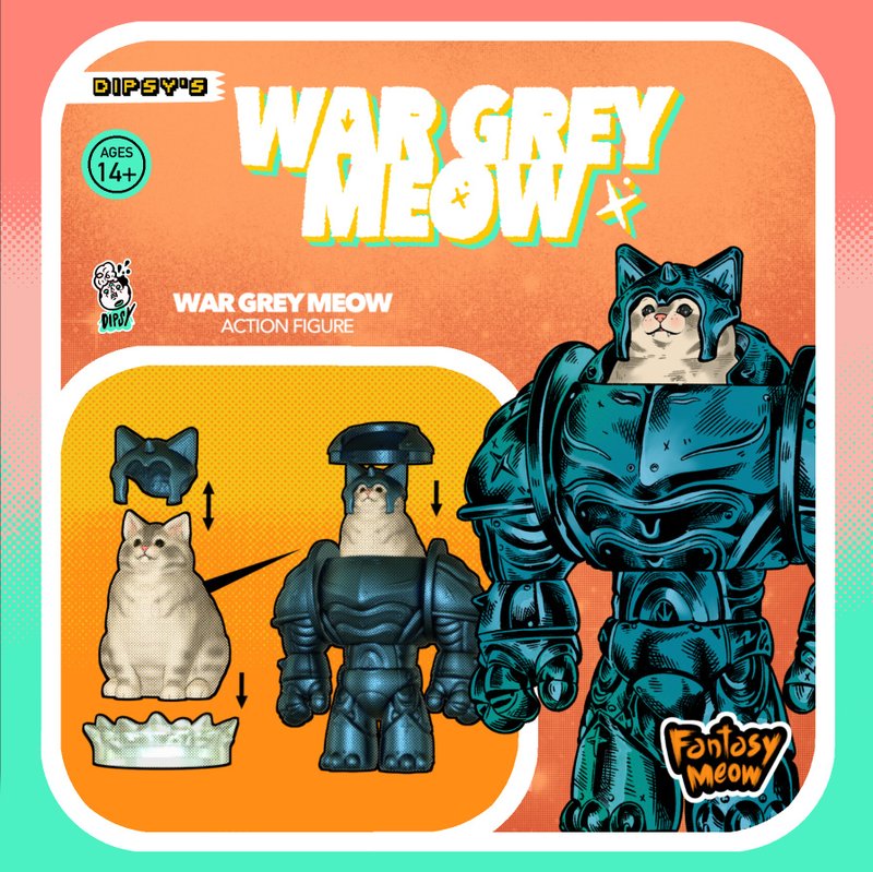 【War Grey Meow 戰鬥暴貓獸 吊卡可動模型】 - 玩偶/公仔 - 樹脂 多色