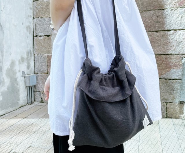 Crossbody Bag/Wire Drawstring Bag - Gray Black - Shop