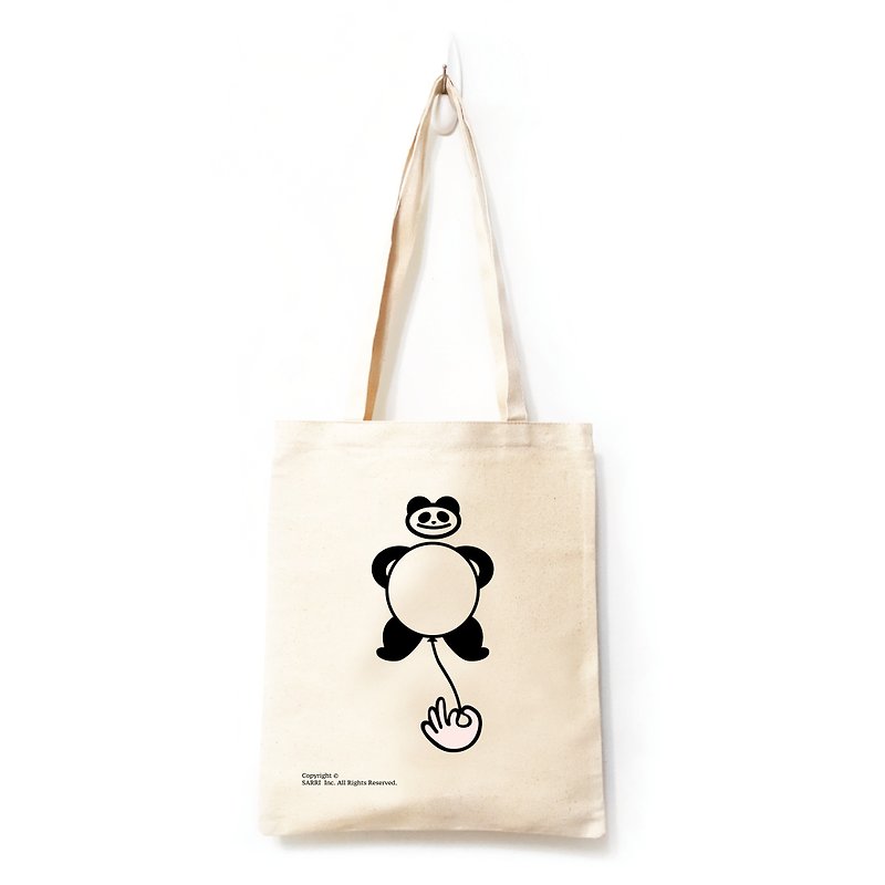 Canvas bag tote bag environmental protection bag panda panda bag side back bag Ba'an Taiwan TAIWAN - กระเป๋าถือ - วัสดุอื่นๆ สีดำ