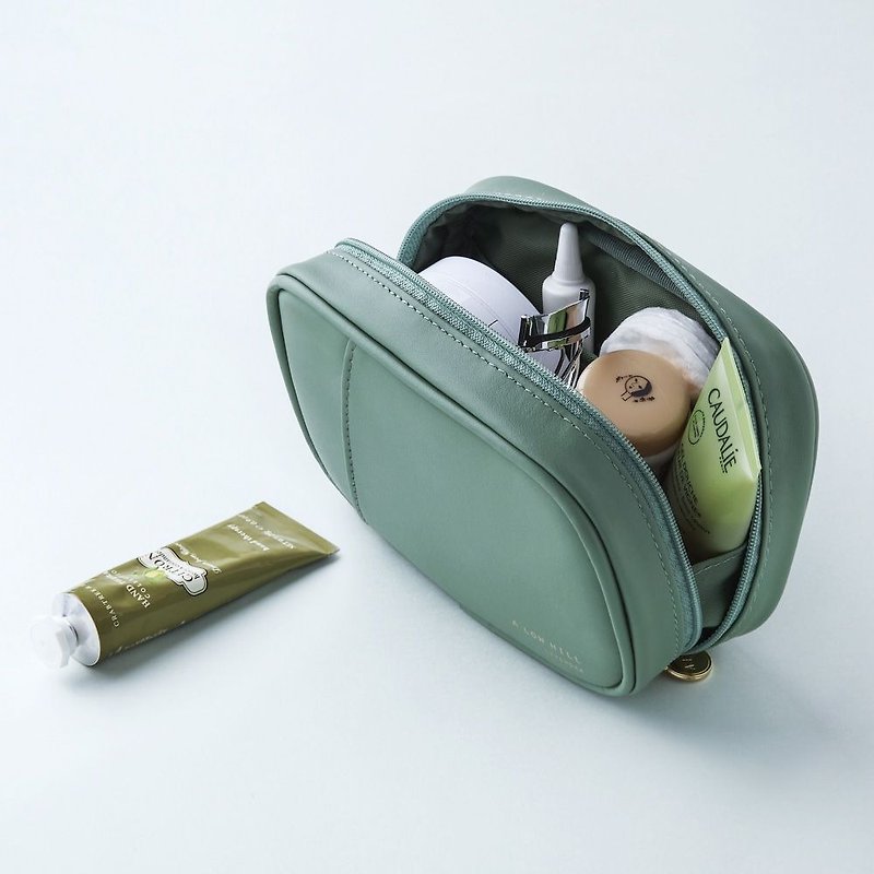Livework Collection Dry Flower Leather Universal Cosmetic Bag Ver.4-Mint Green, LWK54722 - กระเป๋าเครื่องสำอาง - หนังเทียม สีเขียว