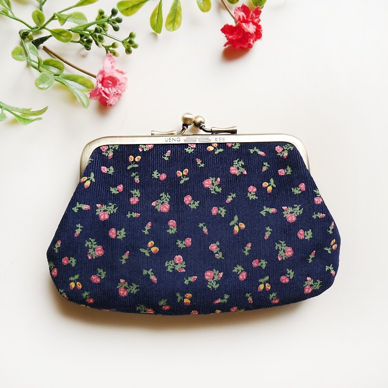 Little red flower mouth buns / coin purse [made in Taiwan] - Coin Purses - Other Metals Blue