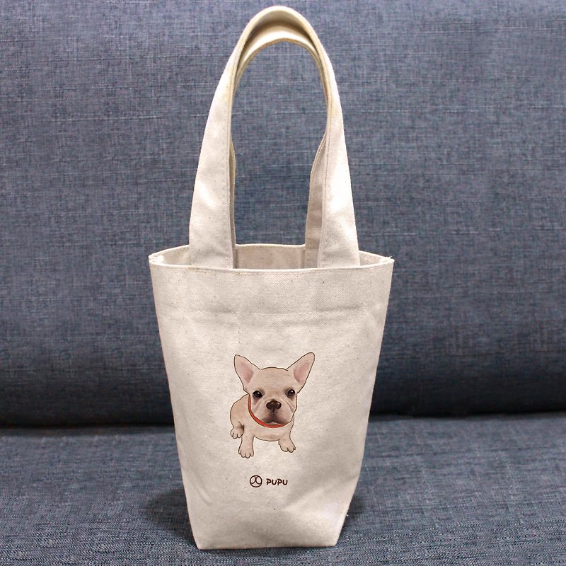 Fighting-sitting posture-Taiwan cotton and linen-Wenchuang Shiba Inu-carrying bag-environmental protection cup bag-fly planet - กระเป๋าถือ - ผ้าฝ้าย/ผ้าลินิน ขาว