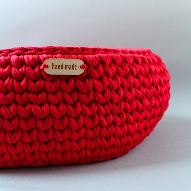 情人貓，天然有機棉製成的貓籃，紅色貓床，大鉤針 - 貓/狗玩具 - 棉．麻 紅色