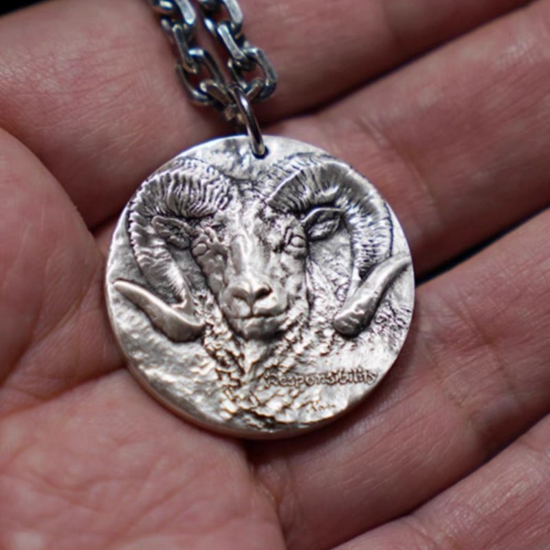 Zodiac signs, sterling silver necklaces, commemorative coins, carvings, gifts, - Necklaces - Sterling Silver 