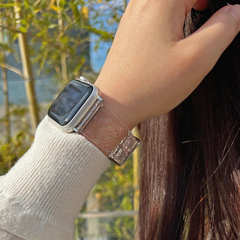 Apple watch band _ Tulip drawing - Watchbands - Other Materials Brown