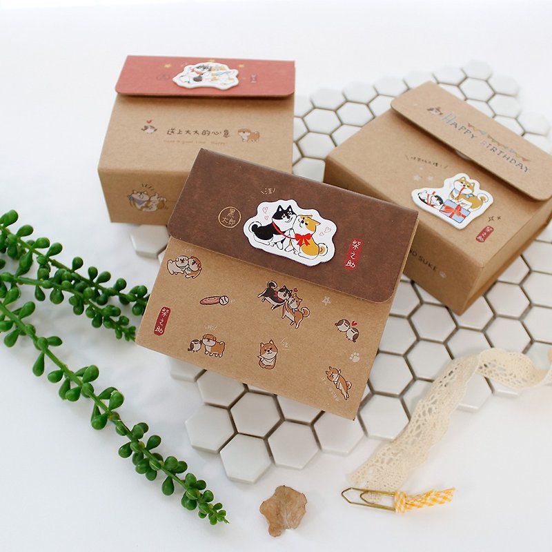 Shiba nosuke / Three-dimensional sticker gift box (small) - กล่องของขวัญ - กระดาษ สีกากี