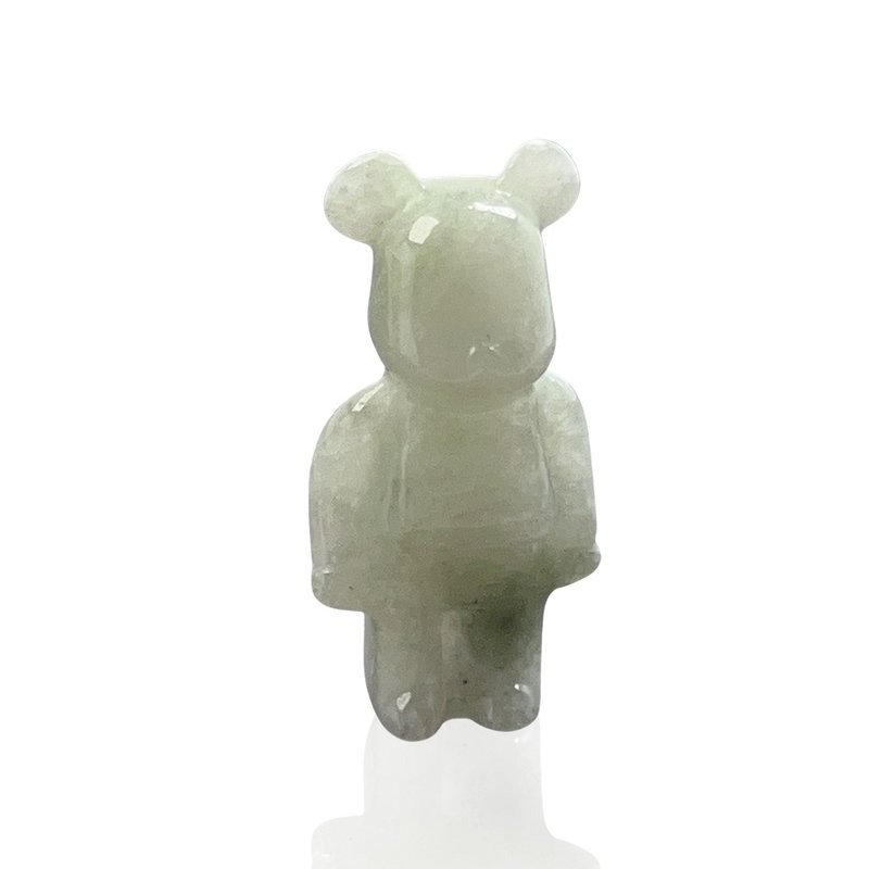 [Bear Bear Jade Meets You] Ice Flower Jade Bear Decoration Necklace | Natural Burmese Jade A-grade - Items for Display - Jade Green