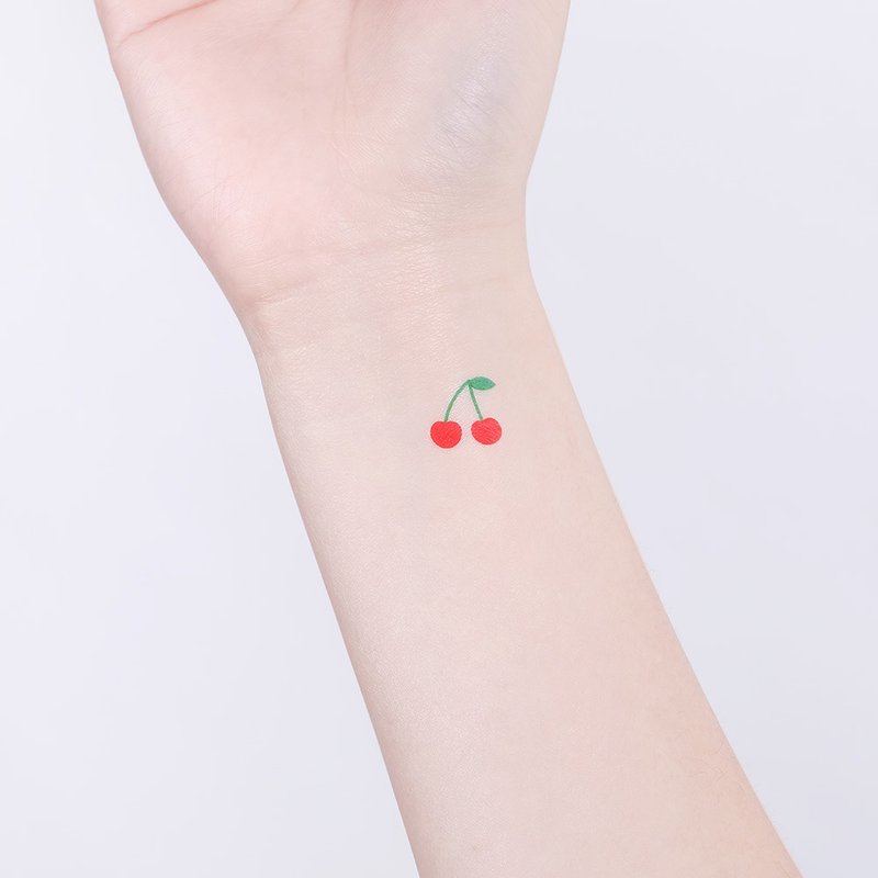 刺青紋身貼紙 - 櫻桃 Surprise Tattoos 2入 - 紋身貼紙/刺青貼紙 - 其他材質 紅色