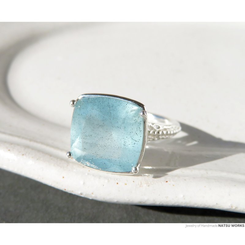 Moss Aquamarine Ring - แหวนทั่วไป - เครื่องเพชรพลอย สีน้ำเงิน
