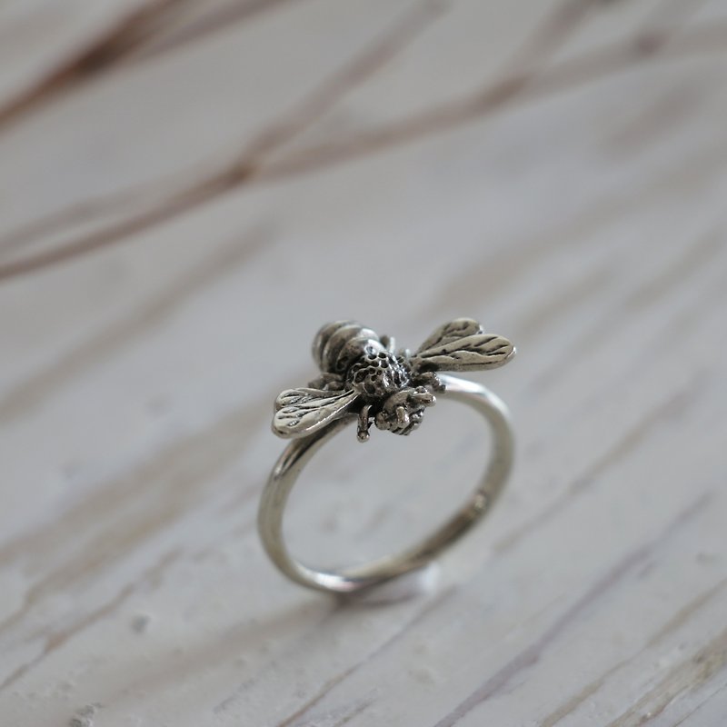 honey Bee Ring Sterling Silver Statement Nature Adjustable couple boho sweet 925 - General Rings - Other Metals Silver