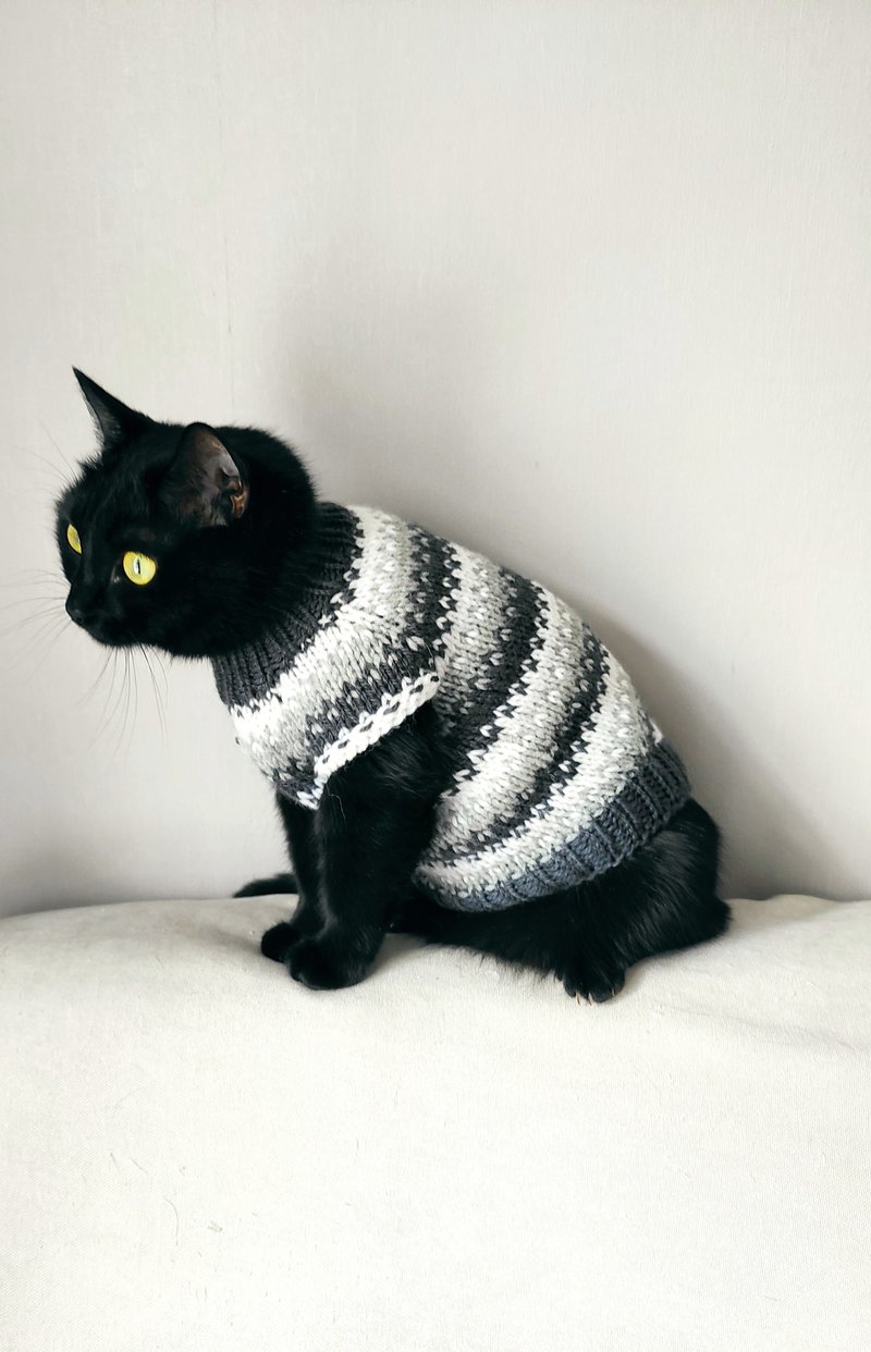 Hand knit cat sweater Jumper for cat Pet clothing Sweater for pet Dog clothing - Clothing & Accessories - Wool 