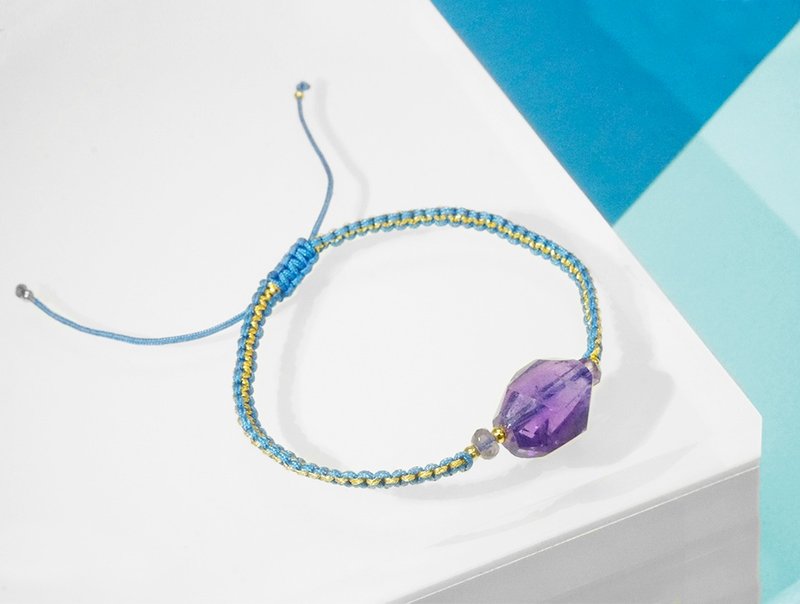 Edith & Jaz • 手織系列 - 不定形紫晶編織手環 - 手鍊/手環 - 寶石 紫色