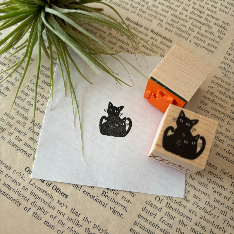 Two black cats dumpling stamp - ตราปั๊ม/สแตมป์/หมึก - ยาง 