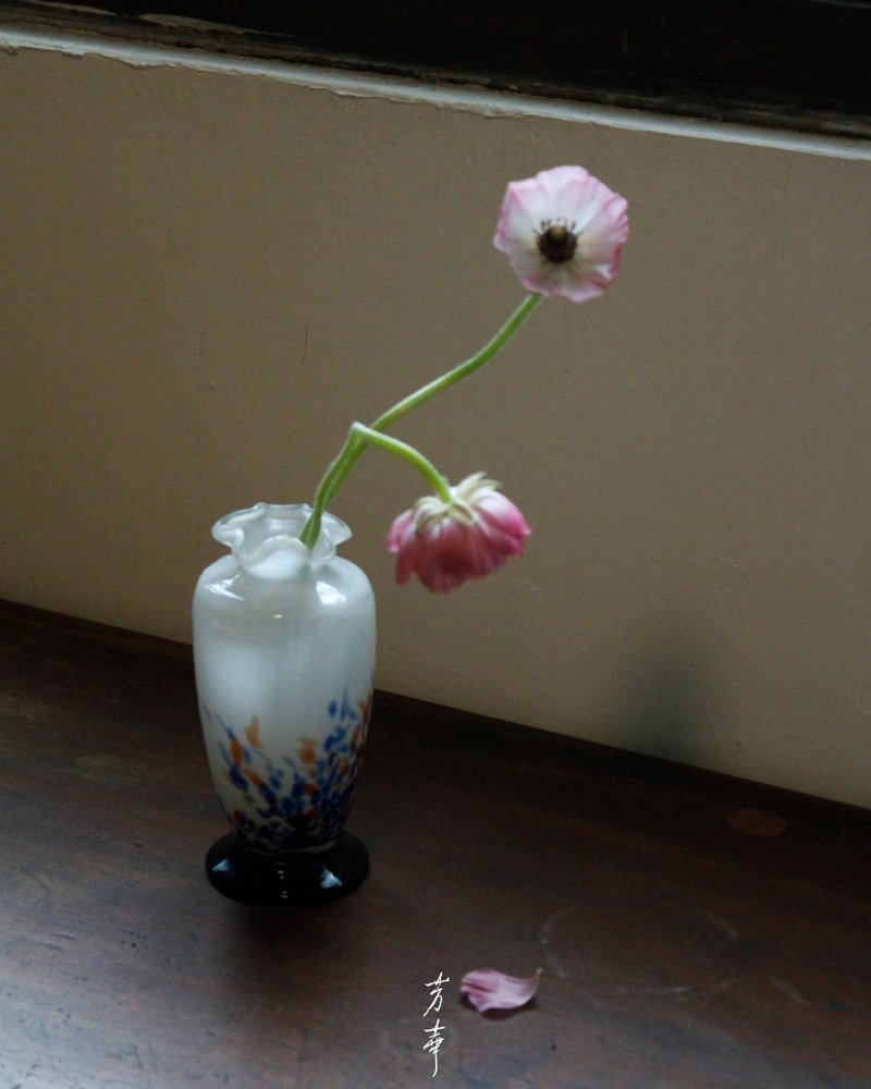 日治期 白色飛雪花瓶 - 花瓶/花器 - 玻璃 