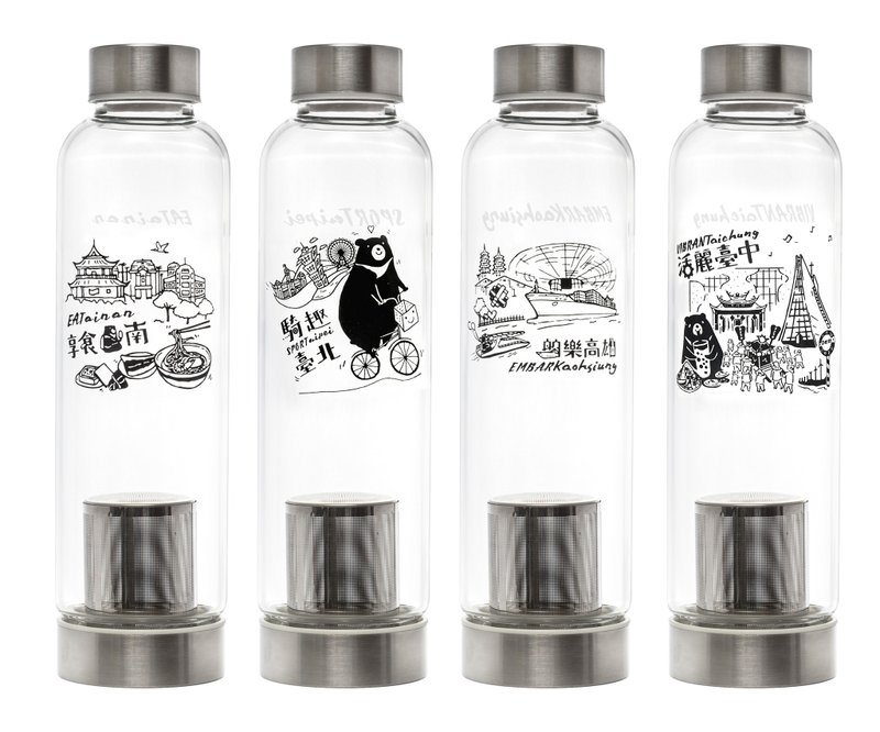 【550ml】Glass Drinking Bottles - EMBARKaohsiung - ถ้วย - แก้ว สีทอง