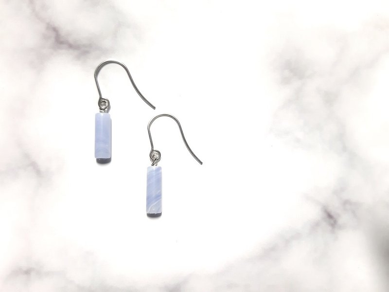 Blue Onyx / Cylinder / Jade Series Earrings / Adjustable Clip-On - ต่างหู - เครื่องประดับพลอย สีน้ำเงิน