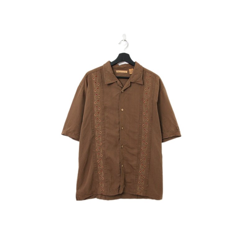 Back to Green-夏威夷襯衫 咖棕 復古藤蔓 ht-03/vintage shirt - 男襯衫/休閒襯衫 - 棉．麻 