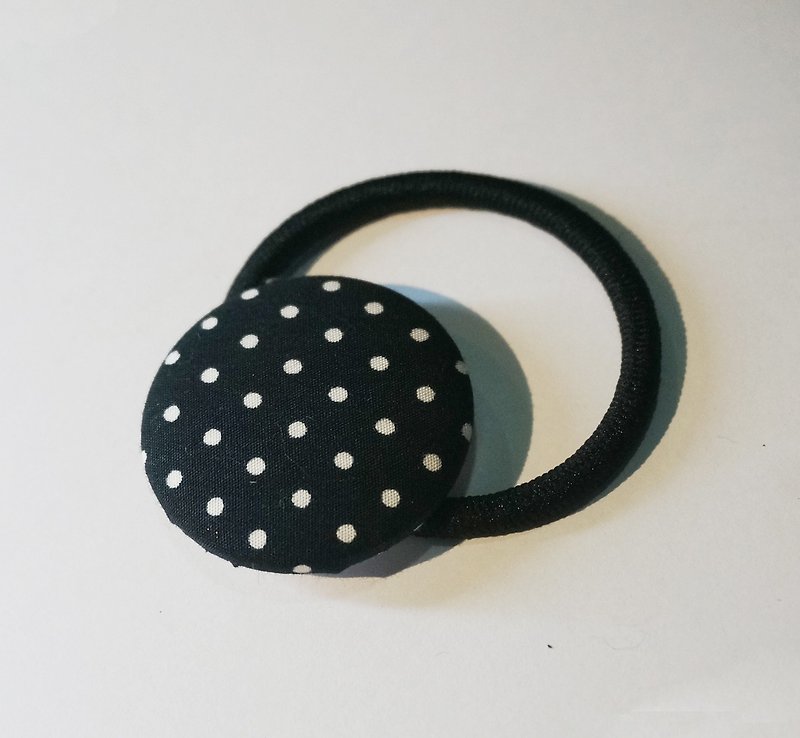 Sienna bag button elastic black hair ring black bracelet - Hair Accessories - Cotton & Hemp Black