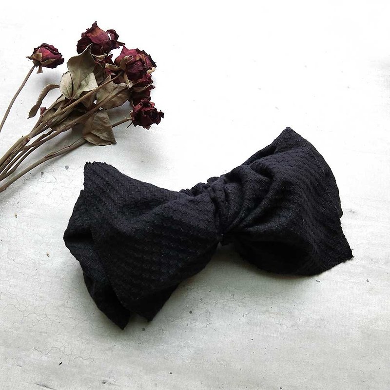 Jue black thick weaving giant butterfly hair band - the whole detachable - Headbands - Cotton & Hemp Black