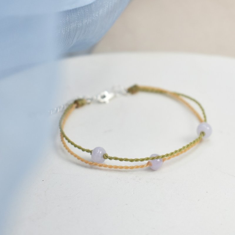 MIRROR Huang Xuanyuan-Tian Shi Jadeite Wax Line Bracelet - Bracelets - Jade Transparent
